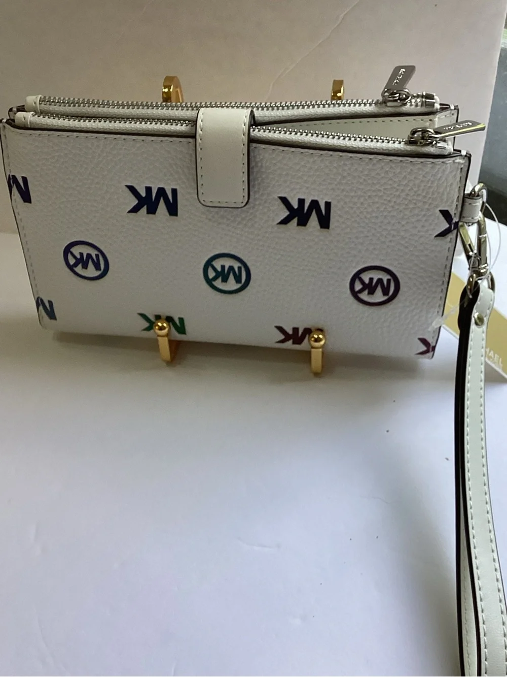 Michael Kors Optic White jet set double zip Wristlet, NWT